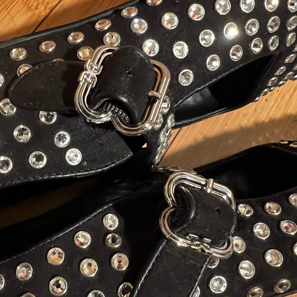 Sam Edelman Michaela Rhinestone Mary Jane Black Silver Size 10. - Picture 14 of 16